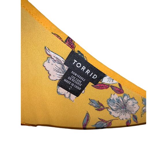 Torrid Yellow Mustard Floral Print Dressy Blouse 2 - Picture 5 of 5